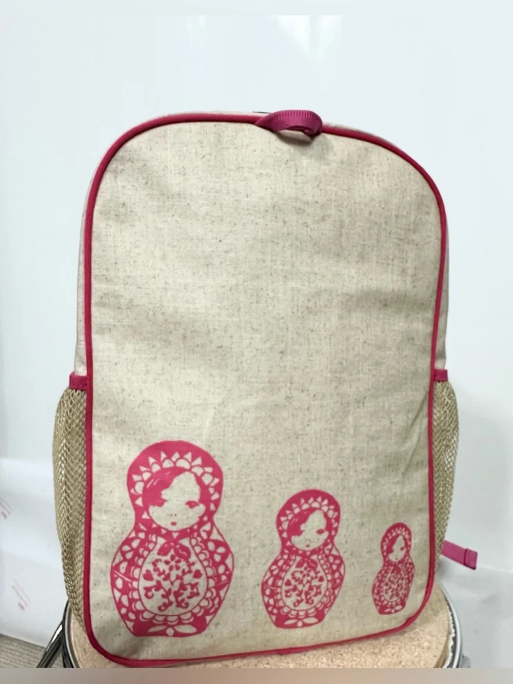 So Young Neutral backpack w printed matryoshka Dolls Pink GRADE SCHOOL BACKPACK